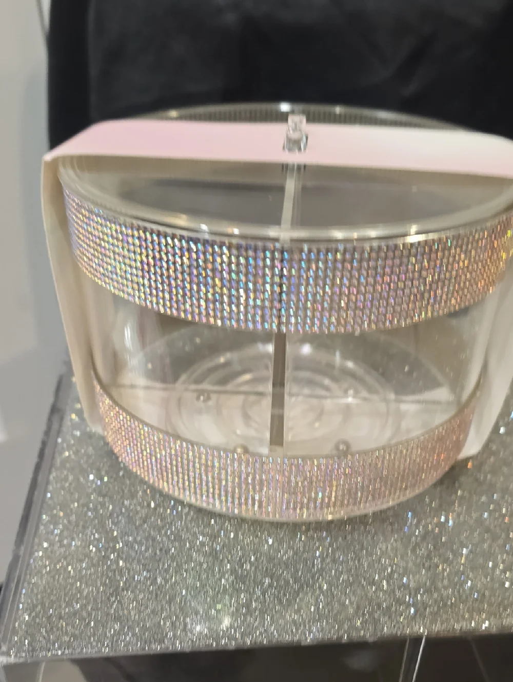 Yafa 4-Compartment Rhinestone Spinner Cosmetic Organizer